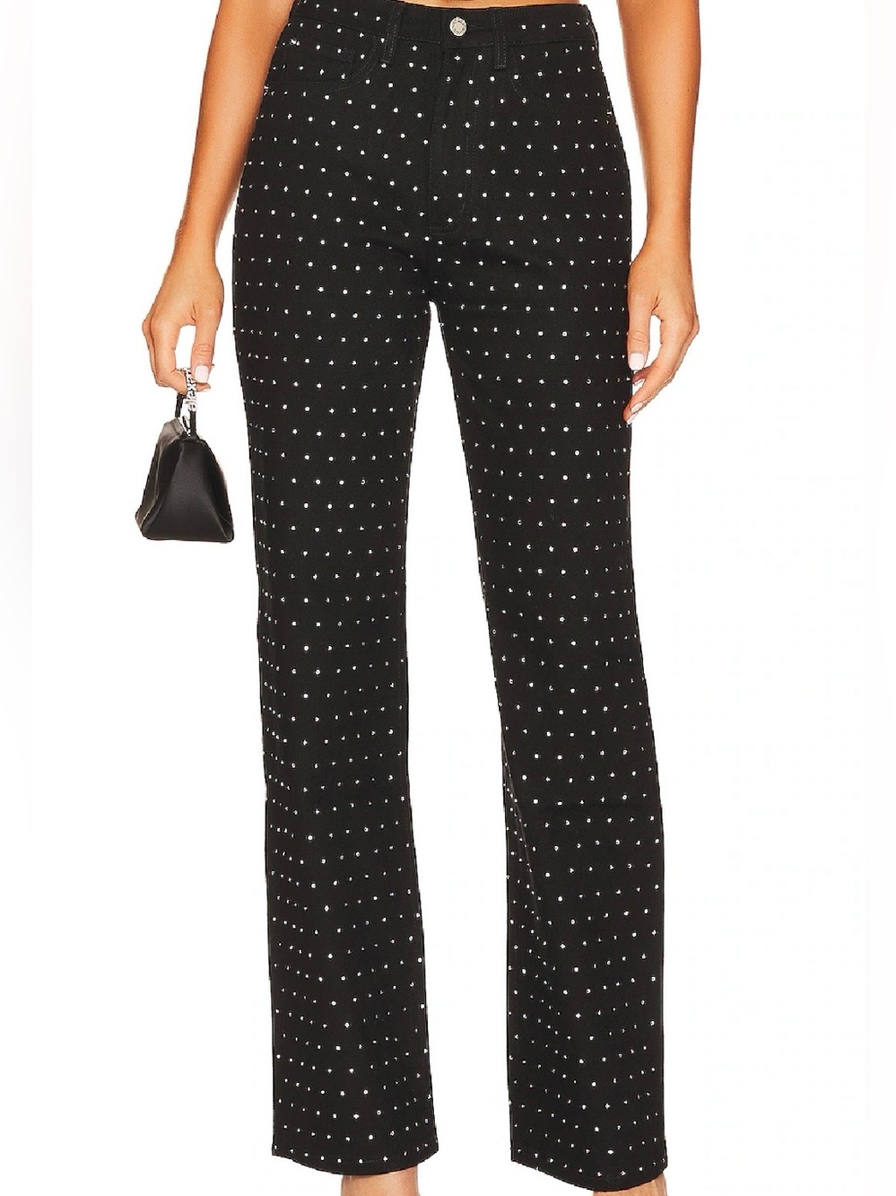 WeWoreWhat, Black Rhinestone Straight Leg Jeans, Size 23